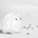 Toyvian Clear Piggy Bank Glass Animal Pig Money Bank Coin Box Money Saving Jar Cash Bills Glass Jar Change Box for Kids Adults, 14.00X10.50X9.00CM