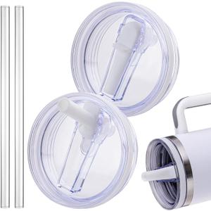 Replacement Lid for Stanley 40oz and 64oz Tumbler.Leakproof Flip Straw Lid Fit Stanley Cup Quencher H2.0 40 oz/64 oz and ProTour 40oz/64oz Tumbler.(White,2-Pack)