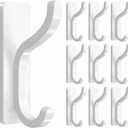 pickpiff Adhesive Wall Coat Hooks - Heavy Duty Stick-On Door Hanger, Metal Hook for Hanging Towel,Purse, Robe, Backpack, Jacket, Clothes - for Bathroom,Dorm, Closet, Kitchen - White, 10 Pack