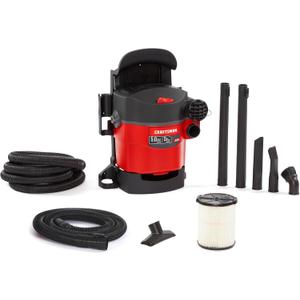 CRAFTSMAN CMXEVBE17925 5 Gallon 5.0 Peak HP Wet Dry Vac, Portable and Wall-Mountable Shop Vacuum with Filter, 2 Hoses and Attachments for Garage and Automotive Cleaning