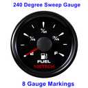 100TECH Fuel Gauge 0-90ohm Marine Fuel Level Gauge 52mm 2-1/16 Aftermarket Fuel Gauge Boat Automotive Replacement Gauge Motocycle Gas Car Truck Vehicle with 8 Color Selectable Backlit All Black