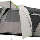 8 Person Larger Extended Dome Camping Tent with 3 Rooms, Waterproof Semi-Freestanding Family Outdoor Tent with Spacious Interior and Mesh Windows