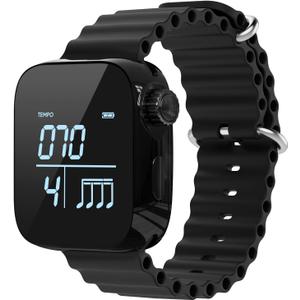 Vibrating Metronome Watch, Wearable Metronome for Guitar, Violin, Piano, Drum Practice, and Workout Tempo Trainer with Adjustable Strap, App Support and Long Battery Life (Black)