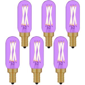 Small Base Purple Light Bulb E12 Colored Chandelier Light Bulbs, 4W 40 Watt Equivalent Dimmable Purple Candelabra Light Bulbs, 6 Pack