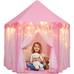 Orian Princess Tent for Kids, Toddler & Kids Pink Play Tent Indoor & Outdoor Princess Castle Fort for Girls and Toddlers Ages 2-7, 55x53, LED Star Lights, Childrens Toys and Gifts for Girls