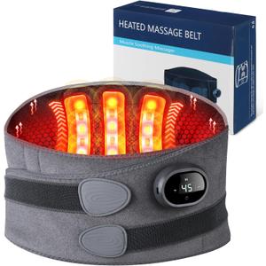 Cordless Heating Pad for Back Pain Relief, Lumbar Massaager with Heat, Rechargeable Heating Massage,Heated Back Belt Abdomen Warmer Lumbar Support (Black)