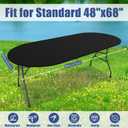 Moosfor Oval Spandex Tablecloth, Elastic Fitted Waterproof Tablecloths for 48" x 68" Tables, Stretch Washable Picnic Table Cover for Camping, Dining, Indoor and Outdoor, Black