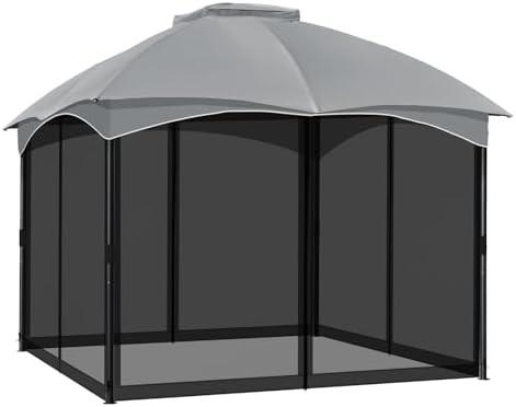COWVIE Gazebo Replacement Netting Screen, 10' x 10' Universal Gazebo 4-Panel Mosquito Net Sidewalls with Double Zippers for Outdoor Patio (Only Netting)