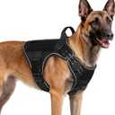 rabbitgoo Tactical Dog Harness Medium Sized, No Pull Upgraded Reflective Heavy Duty Molle Vest with Handle, Adjustable Military Service Dog Vest for Walking Hiking Training, Black, Medium