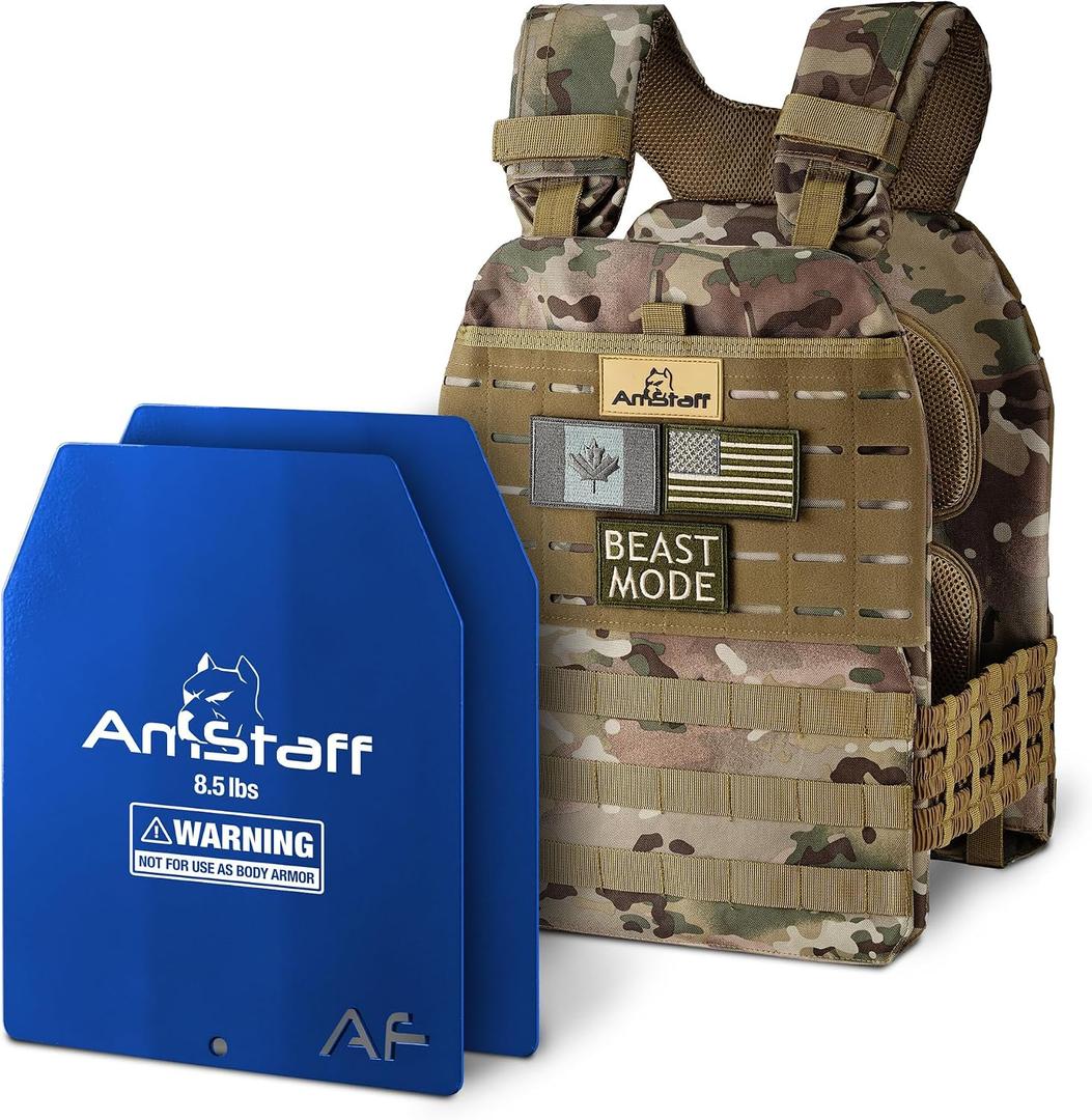 Amstaff Tactical Weighted Vest - Adjustable Weight Vests - Versatile Wearable Vest for Fitness Workouts, Strength and Endurance Training, Running, 20 lb
