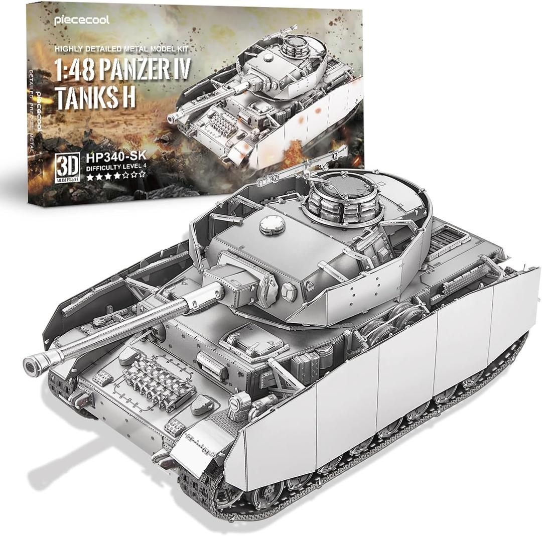 Piececool Metal 3D Puzzles for Adults, Germany Panzer IV Tanks Model Building Kits (1:48 Scale), DIY Assembling Arts and Crafts, Best Christmas Birthday Gifts