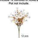2 x Fake Mums Artificial Fall Flowers Fake Plants for Outdoors Autumn Decor, 12 Bundles White Silk Morning Glory with Eucalyptus Look Real UV Resistant Faux Flowers for Outside Planters Front Door Yard