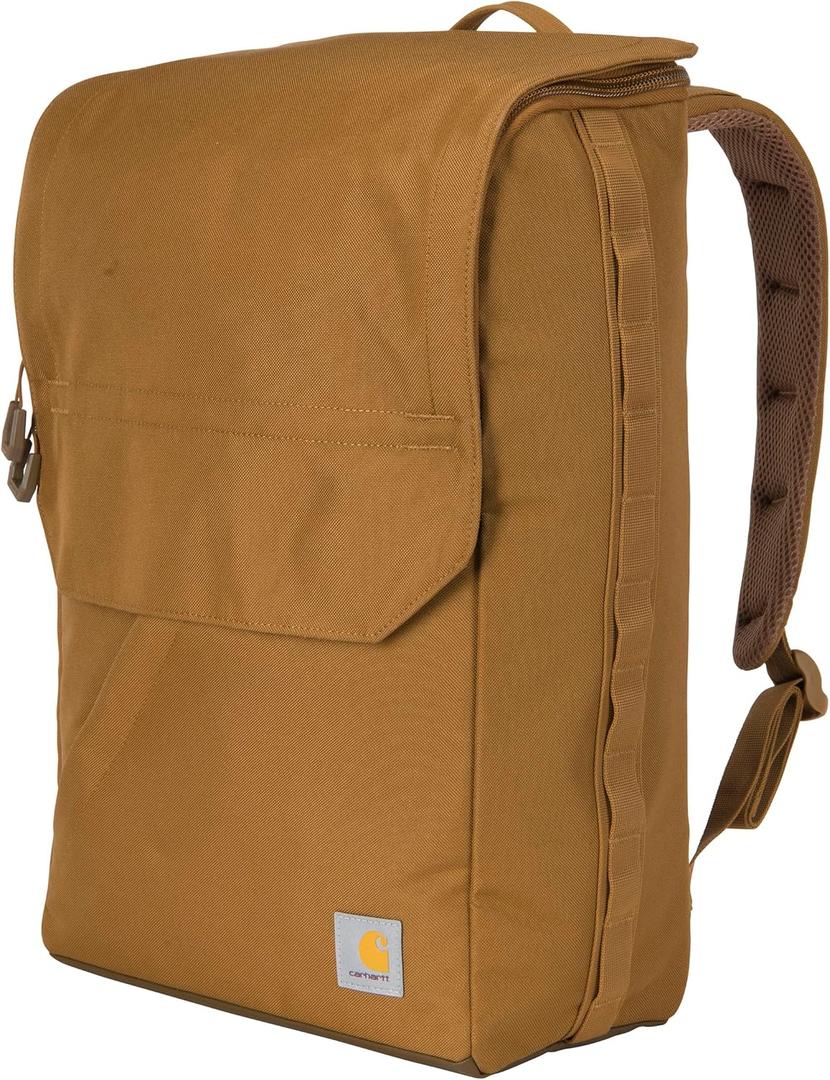 Carhartt 21L Top-Load Backpack, Durable Water Resistant Coated Canvas Base W/ 17" Laptop Sleeve, Carhartt Brown, One Size