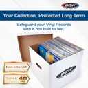 BCW Vinyl Record Storage Boxes – 3 Pack | Holds 65 LPs Each | Stackable Vinyl Record Storage Box with Reinforced Bottom & Handles | Archival Record Organizer for 12-Inch Albums, DJs & Collectors