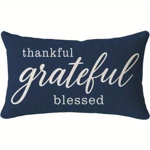 Be Thankful Giving Quote Navy Throw Pillow Covers Fall Decorative Soft Pillow Cover for Bed Sofa Couch Living Room, 20x30inch