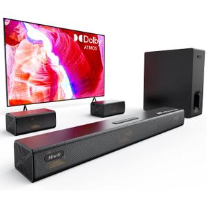 Hiwill 5.1ch Dolby Atmos Surround Soundbar w/ 6.5'' Big Wireless Subwoofer, Extend Soundstage, Deepen Bass, Clarify Dialogue, 2 Wired Rear Speakers Home Theater TV Sound Bar, eARC/Opt, HiElite A51PRO