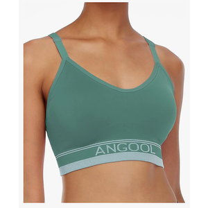 ANGOOL Strappy Sports Bra for Women, Longline Medium Support Yoga Bra Wirefree Padded Sports Bra with Adjustable Straps S