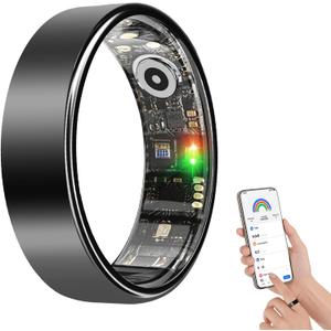 Smart Health Ring for Women Men Fitness Tracker with Heart Rate, Blood Oxygen, Sleep Monitoring, Step Counting, 5ATM Waterproof for iOS and Android, No APP Fee, Black 7