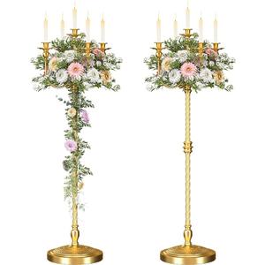 mopam 2Pcs Gold Floor Candelabra, 5 Arms Antique Candlestick Holder
50 Inch Line Styling Candelabra Centerpiece, Decor for Wedding, Ceremony & Party