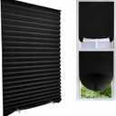Cordless Blackout Pleated Fabric Shade Window Shades Blinds Darkening Temporary Light Filtering Pleated Paper Shade Easy to Install and Cut for Home Bedroom Office Windows HxW(59" x 35")