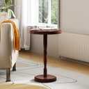 LAPTAIN Small Round Side Table, 13 Inch Solid Wood Drink Table with Pedestal Base, 20.5 Inch Tall Accent Martini Table for Living Room, Bedroom, Sofa & Small Spaces, Espresso