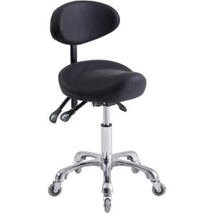 Saddle Stool Chair with Back Support, Ergonomic Stool with Wheels | Super Quiet and Smooth Rolling Stool, Height Adjustable Saddle Chair, for Commercial Office and Home Use, Max Load 400 LBS