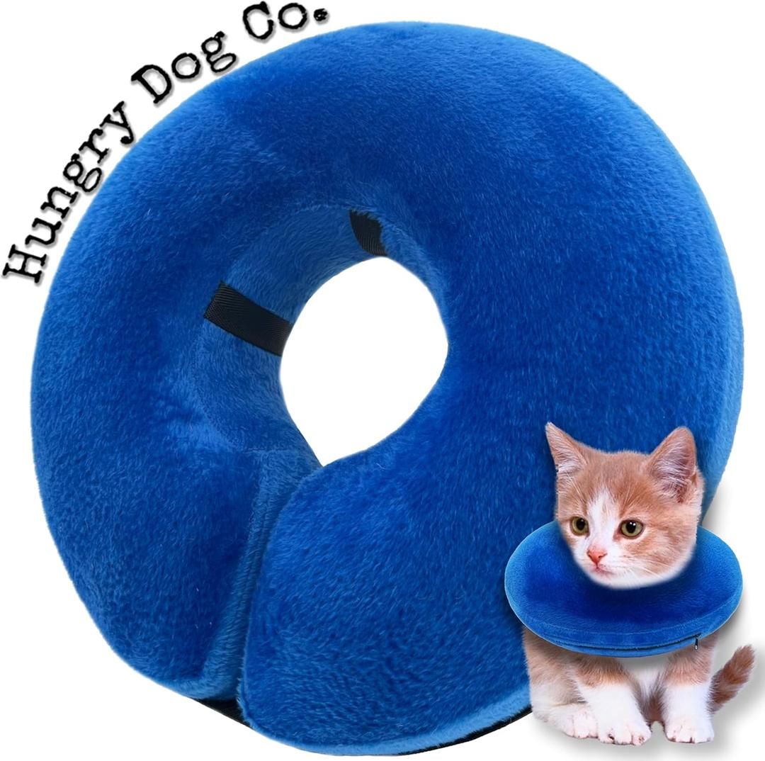 Hungry Dog Co.- Premium Inflatable Dog Collar for Dogs and Cats - Helps in Pet Recovery - Comfortable and Safe for Your Pet Soft E-Collar Blue,  (Large Up to 5 Neck)