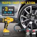 Portable Tire Inflator Air Compressor Compatible with Dewalt 20V Battery, DC 12V Car Power Supply, 160PSI Cordless Air Pump with LCD Pressure Gauge, LED Light, 5 Preset Modes for Car, Bike, Ball