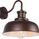 Solar Barn Light for Outside, Outdoor Wall Lights Solar Powered, Farmhouse Exterior Wall Sconce, Industrial Outside Lighting Fixture, Rustic Bronze White Lantern for Barn Shed Coop Garage Patio (1 Pack)