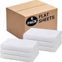 Bulk King Flat Sheets Only, White 6 Pack Quick Sort Top Bed Sheet, Color-Coded Hem Threads, Wrinkle-Free Shrinkage Durable Microfiber Hotel Motel Airb&bs Essentials for Hosts, 105"x102"