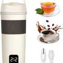 Portable Electric Kettle, 350ML Mini Hot Water Boiler Heater, Travel Kettle with 4 Temperature Settings, 304 Stainless Steel Portable bottle Warmer with Auto Shut-Off & Boil-Dry Protection