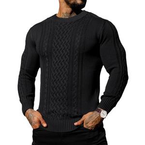 Askdeer Men's Pullover Sweater Fisherman Cable Knit Crewneck Sweater Winter Casual Knitted Sweaters with Ribbing Edge M