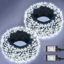 2 Pack Christmas Lights Outdoor, Total 200FT 600LED Christmas Tree Lights with 8 Modes Waterproof, Green Wire String Twinkle Lights for Indoor House Patio Yard Party Xmas Decorations, White