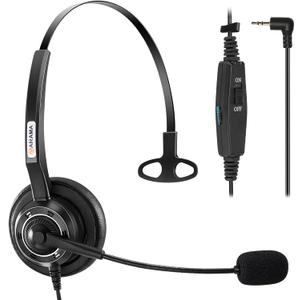 Phone Headset 2.5mm with Microphone Noise Canceling Mute Switch, Telephone Headset for Landline Cordless Phones Compatible with Panasonic VTech AT&T RCA Uniden Cisco Grandstream Polycom Office Phones