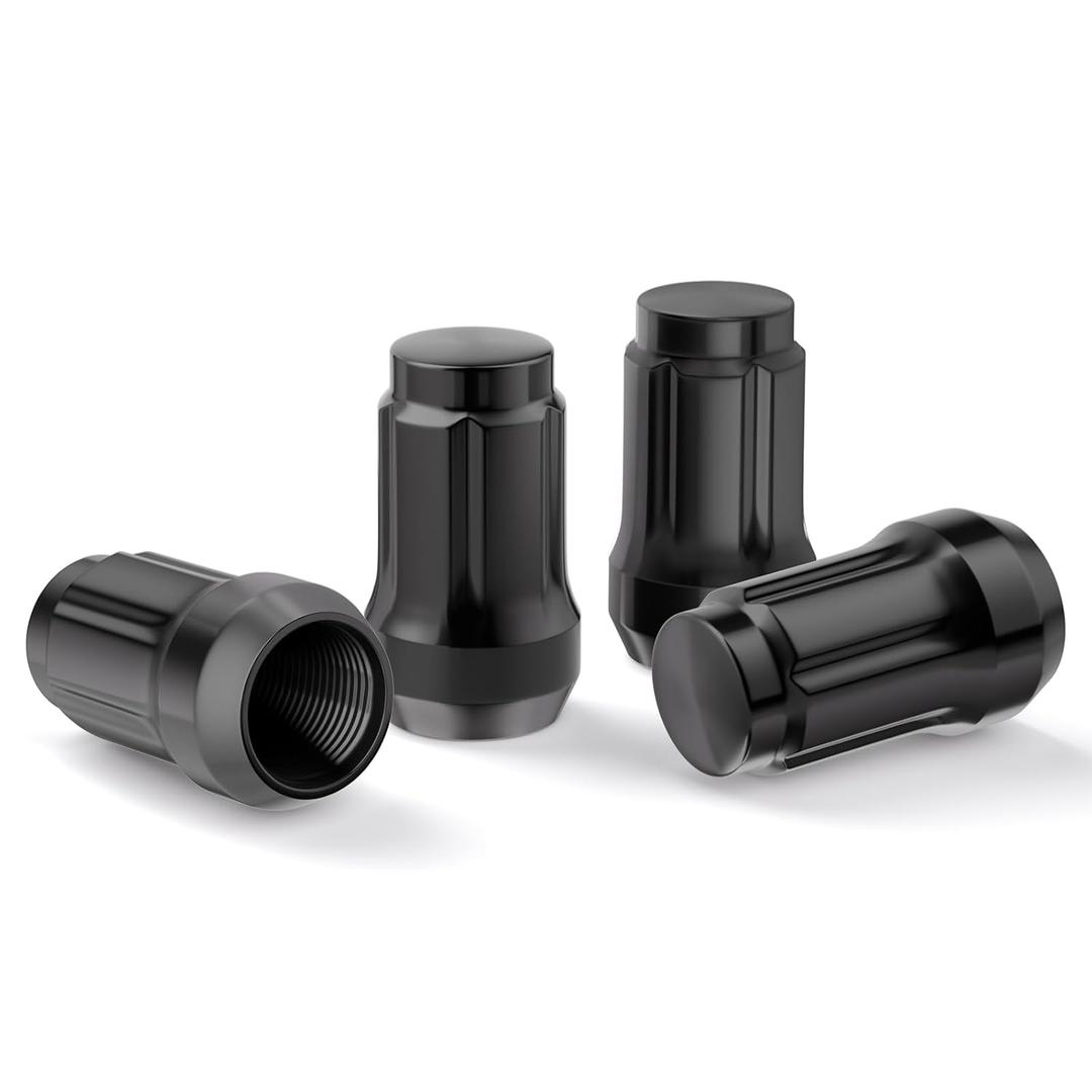 GAsupply M12x1.5 Lug Nuts Black, Closed End Acorn Tuner 6 Spline 12x1.5 Lug Nut, 1.38" 35mm Tall Conical/Cone Seat for Aftermarket Wheels, 4 Pack