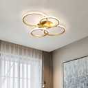 76W Modern LED Chandelier, 4-Ring Flush Mount Ceiling Light Round Acrylic Ceiling Lamp for Living Room Bedroom Dining Room, 6000K