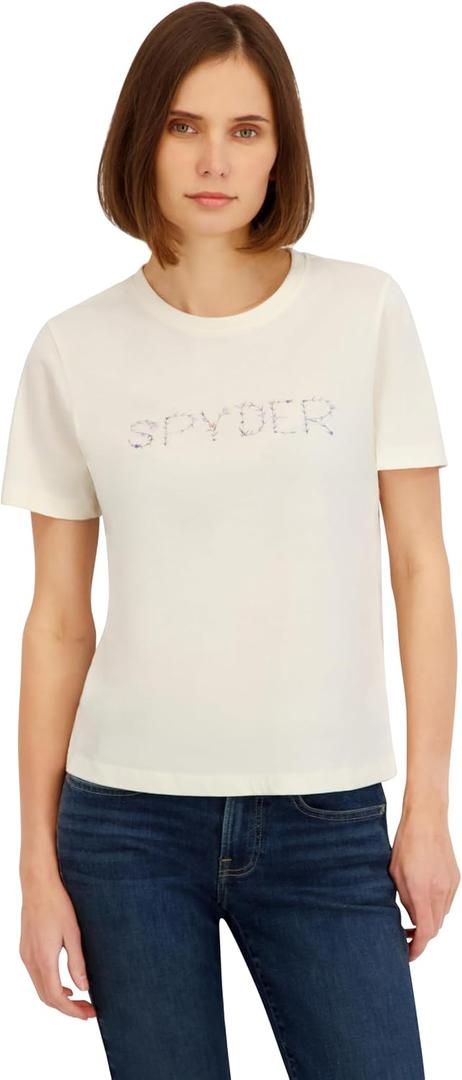 Spyder Women's Floral Wordmark Logo Graphic Short Sleeve Tee T-Shirt