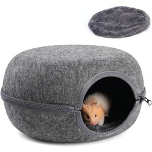 Guinea Pig Hideout, Double Function Guinea Pig Bed with 2 Soft Cushions, Small Animal Cage Accessories for Guinea Pigs, Hamsters, Hedgehogs, and Ferrets (Dark Grey)