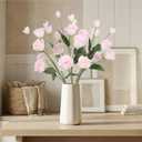 6PCS Pink Eustoma Lisianthus Artificial Flowers Faux Silk Flowers 26.8" Fake Pink Flowers for DIY Wedding Bouquet Centerpiece Table Home Party Decor(Pink)