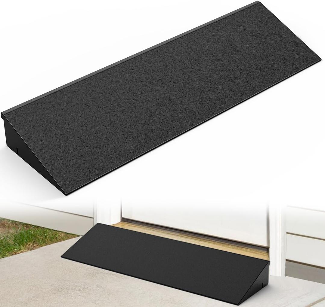 Nilight 1.6" Rise Threshold Ramp for Doorways, 19.7" Wide Low Profile Rubber Smooth Access Door Ramp for Doorway, Curb, Home Steps, Bathroom