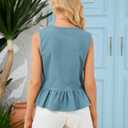 Denim Tops for Women Jean Vest Top Sleeveless V Neck Waistcoats Suit Denim Vest Bow Tie Front Peplum Crop Tank Tops (Small, 01-light Blue)