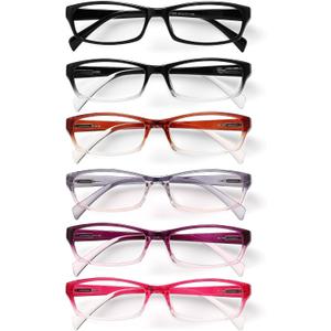 Gaoye Reading Glasses for Women, 6 pack Fashion Readers for Women Men Spring Hinge Eye Glasses, Blue Light Reading Glasses