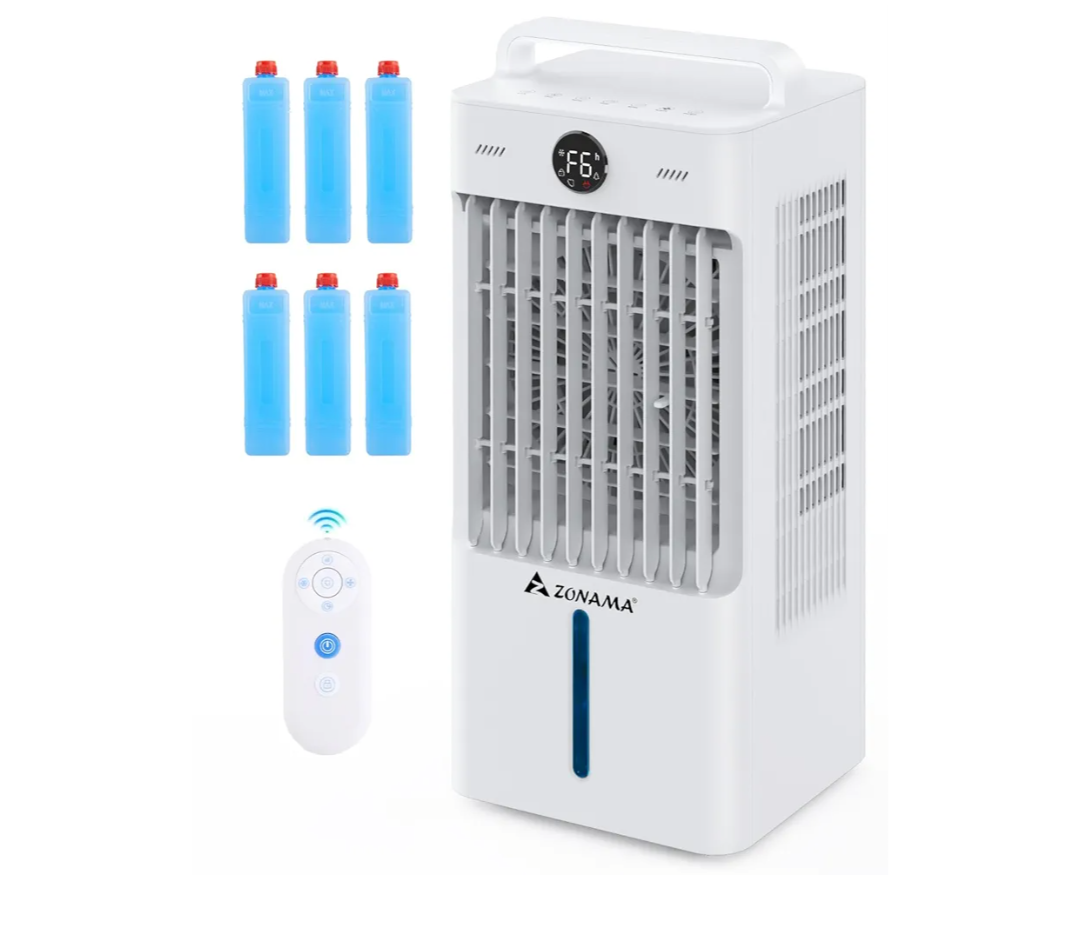 Windowless Portable Air Conditioners with Remote, 3-IN-1 Evaporative Air Cooler with Display, 2.64-Gal Tank for 10H Cooling, 3 Modes & 6 Speeds, 60° Oscillation, 12H Timer, Swamp Cooler for Indoors