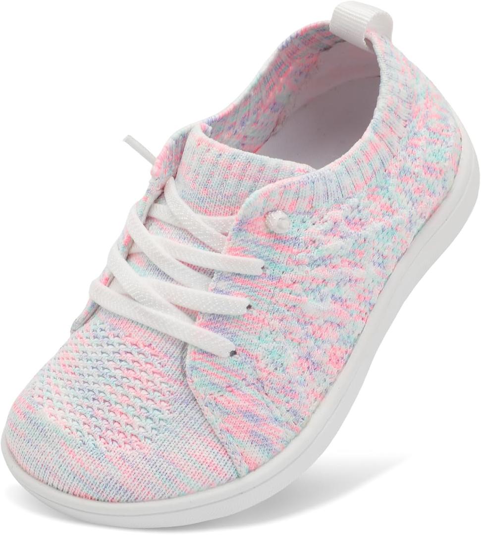 JOINFREE Toddler Shoes Girls Boys Wide Barefoot Shoes Minimalist Walking Sneakers Zero Drop Slip on Tennis Shoe Breathable Naturally Flexible (Colorwihtepink)
