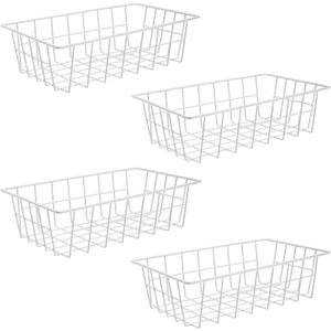 Orgneas Freezer Organizer Bins Metal Wire Storage Baskets for Upright Refrigerator Chest Freezer, Kitchen Pantry Storage and Organization for Fruit Vegetable Soda Cans Toys and Snacks, Set of 4