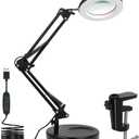 10X Magnifying Glass with Light and Stand, 3 Color Modes Dimmable with 2-in-1 Magnifying Lamp, Adjustable Led Magnifying Glass with Stand for Close Work,Craft Repair,Hobby,Painting