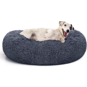 MIXJOY Orthopedic Dog Bed Comfortable Donut Cuddler Round Pet Beds Ultra Soft Washable Dog and Cat Cushion Bed (30'', Grey-Blue)