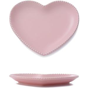 CHOOLD Elegant Ceramic Heart Shaped Dessert Plate for Kitchen Party, 7 Inch - 1 PCS