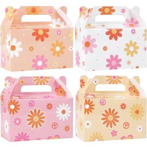 ZOIIWA 24 Pcs Daisy Flower Treat Boxes Party Supplies Hippie Daisy Flower Summer Party Favors Goodie Gift Boxes Birthday Wedding Decorations Retro Hippie Boho Treat Candy Box Home