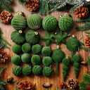 24 Pcs Small Olive Green Velvet Christmas Ornaments Ball Set Shatterproof Christmas Tree Decorations Assorted Flocked Xmas Baubles Decorations Xmas Holiday Party Wedding Decor
